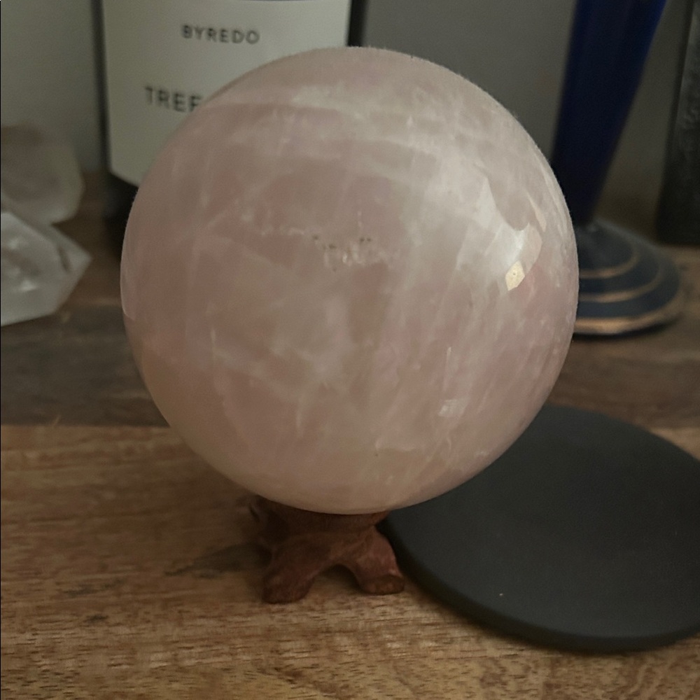 Elegant Rose Quartz Sphere Home Accent